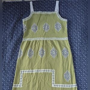 Green Boho Midi Dress